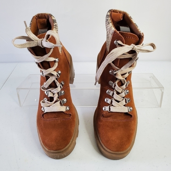 Dolce Vita Rubi Hiker Boot Size 8 Suede Snake Print Accent Chunky Y2K Lug Sole - Picture 14 of 15